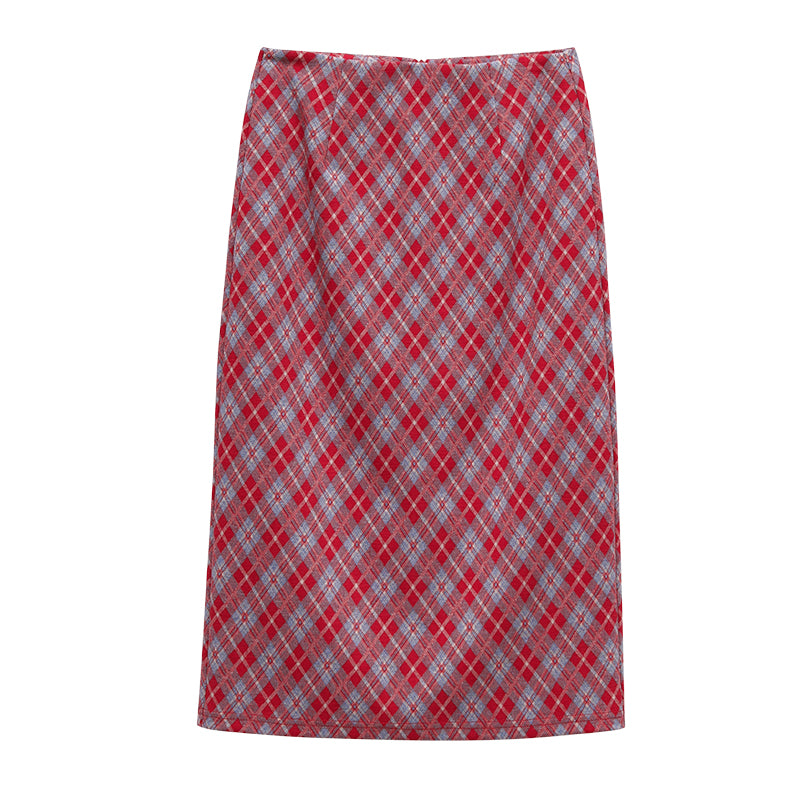 Red Plaid Knit Dress