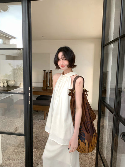 Sunset Leisure Court Tencel Halterneck Skirt Set