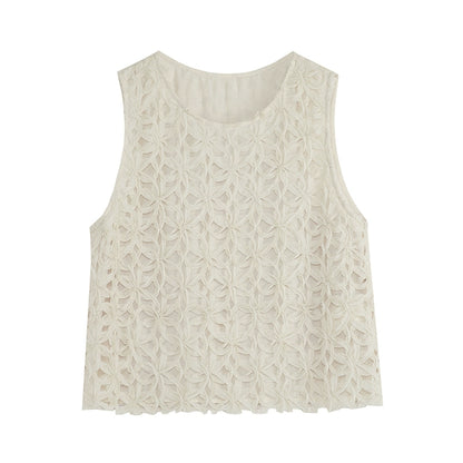 Flower Knit Strap Tank Top