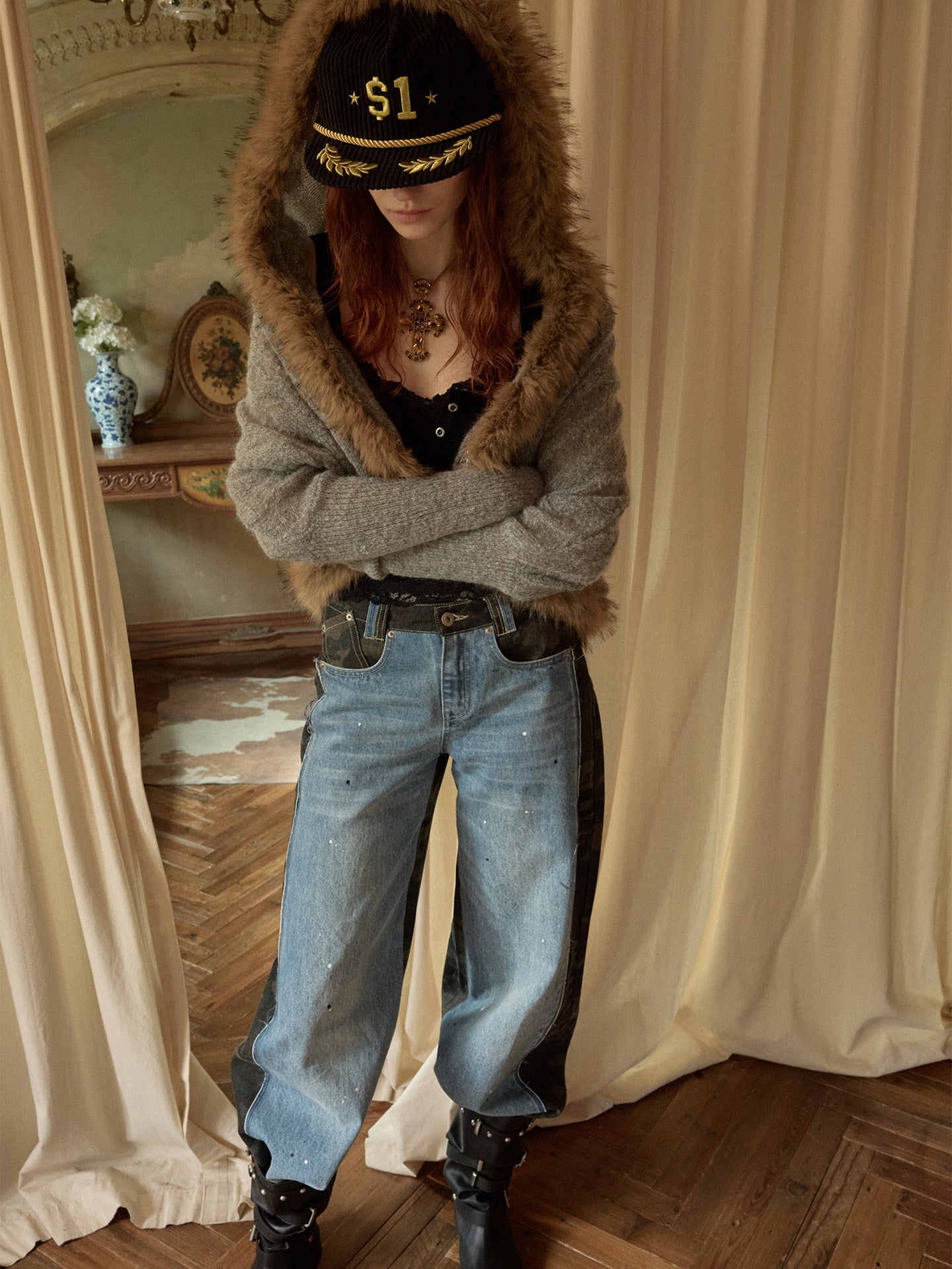 Mohair Collar Knit Jacket