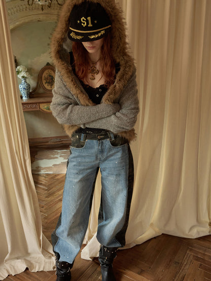 Mohair Collar Knit Jacket