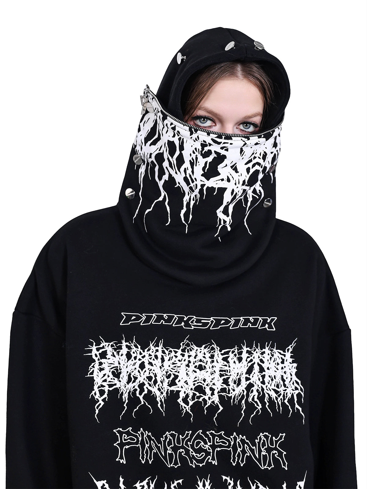 Monogram Print Oversized Hooded Y2K Streetwear Sweatshirt (Gender Neutral)