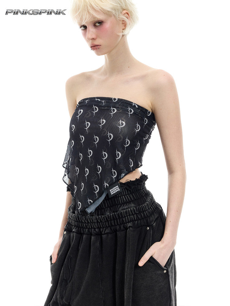 Electric Moon Mesh Rock Headscarf – Unisex Y3K Hip-Hop Style