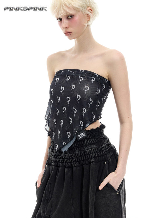 Electric Moon Mesh Rock Headscarf – Unisex Y3K Hip-Hop Style