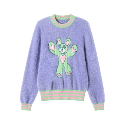 Bear Purple Stripe Sweater