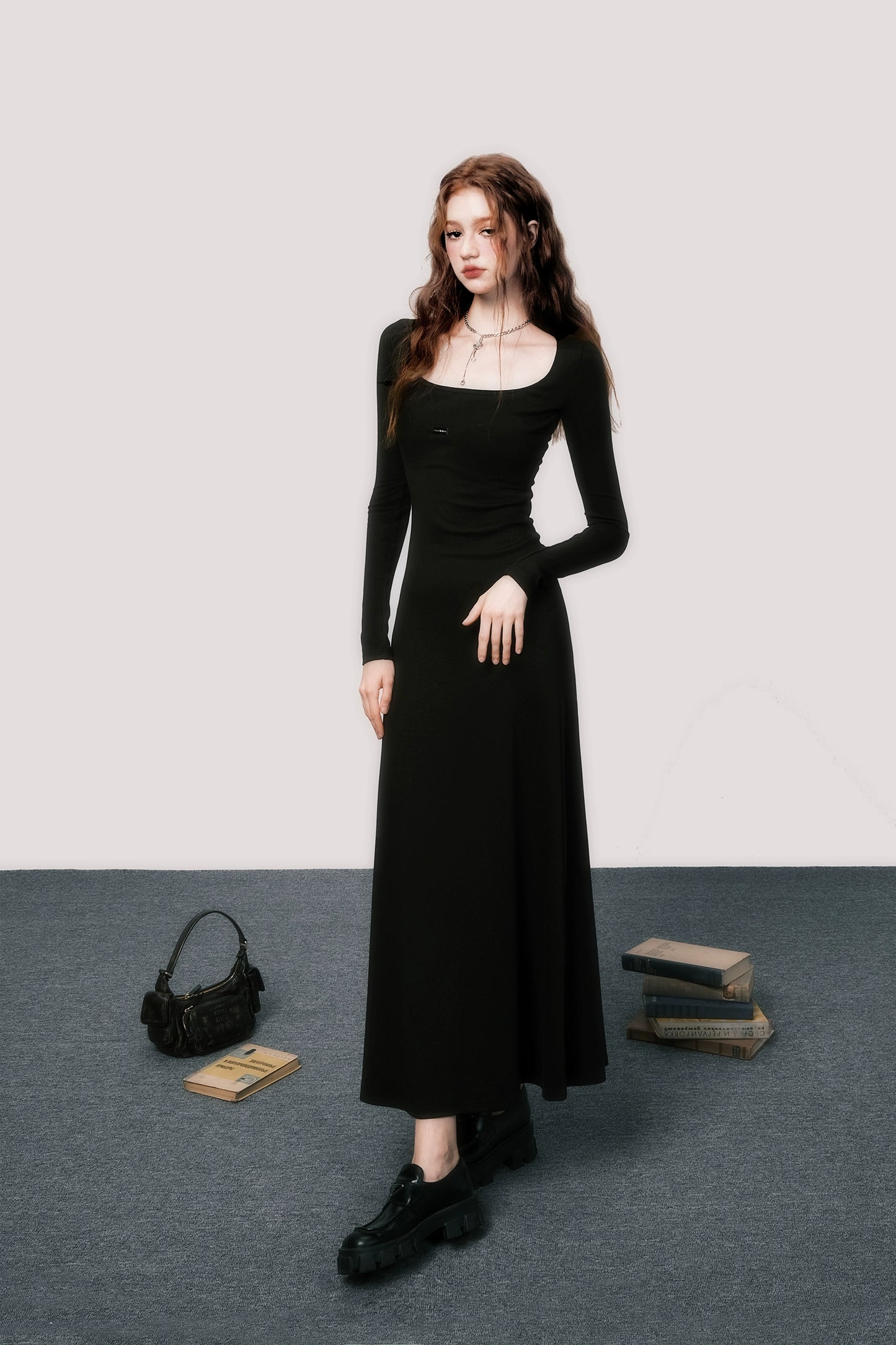 Long Black Knitted Dress - Cool and Slimming