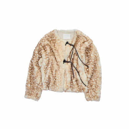 Deer Print Rabbit Fur Coat