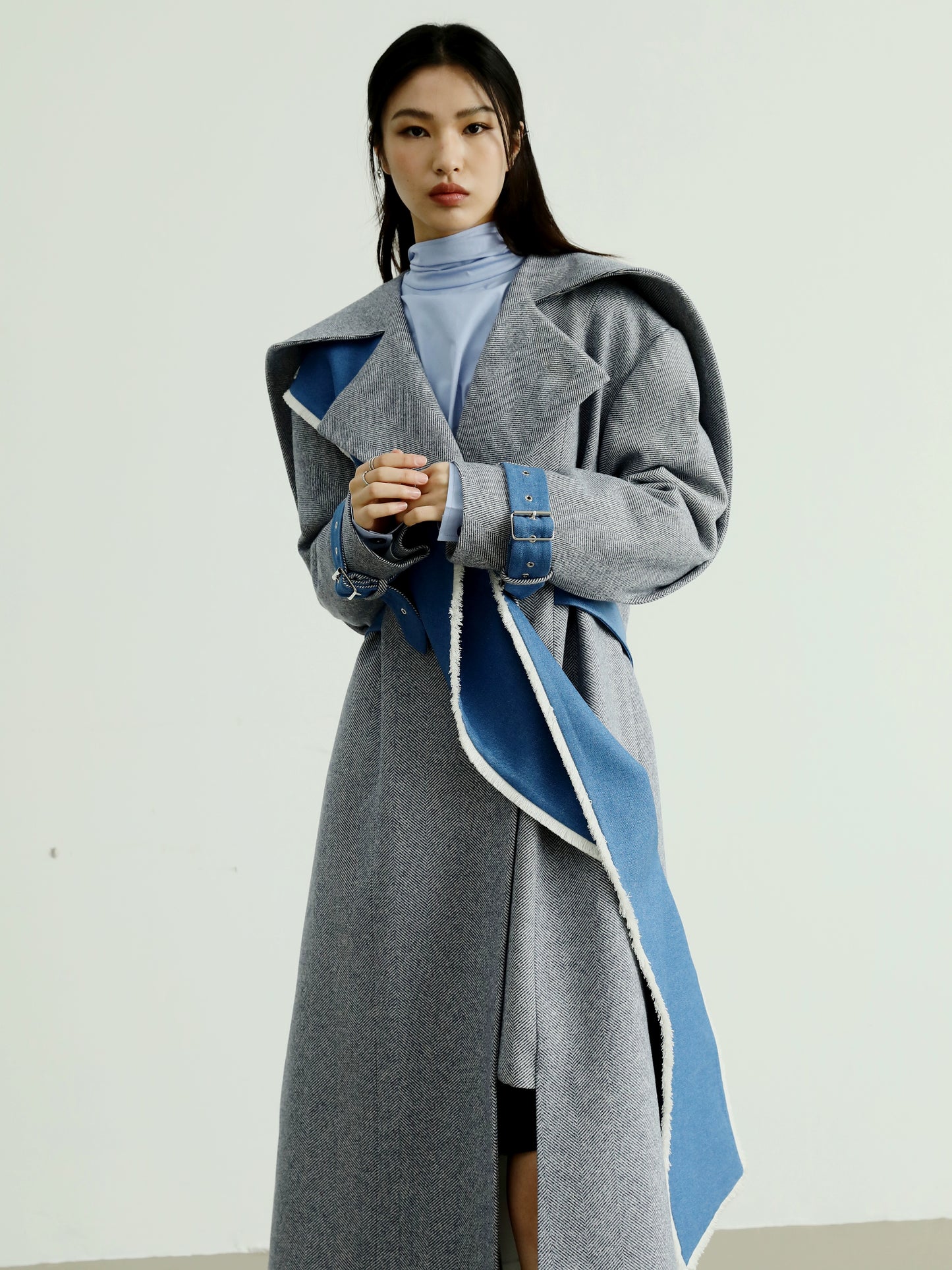 Detachable Collar Patchwork Aura Coat