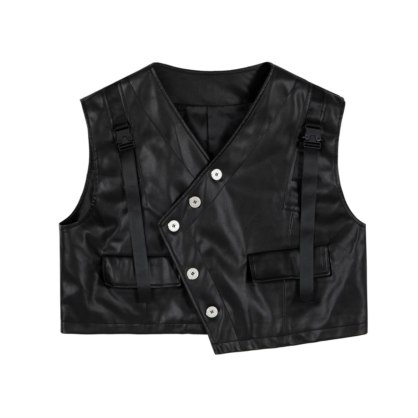 Vest Leather Motorcycle Trendy Short Leather Tank Top Jacket