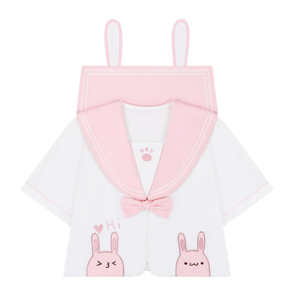 3D Embroidered Rabbit JK Uniform Top