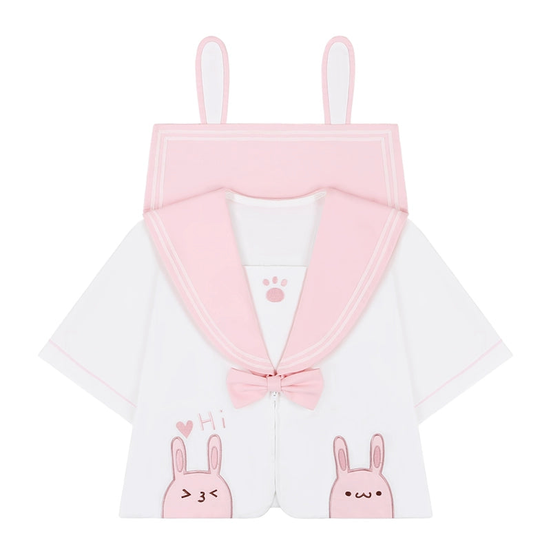 3D Embroidered Rabbit JK Uniform Top