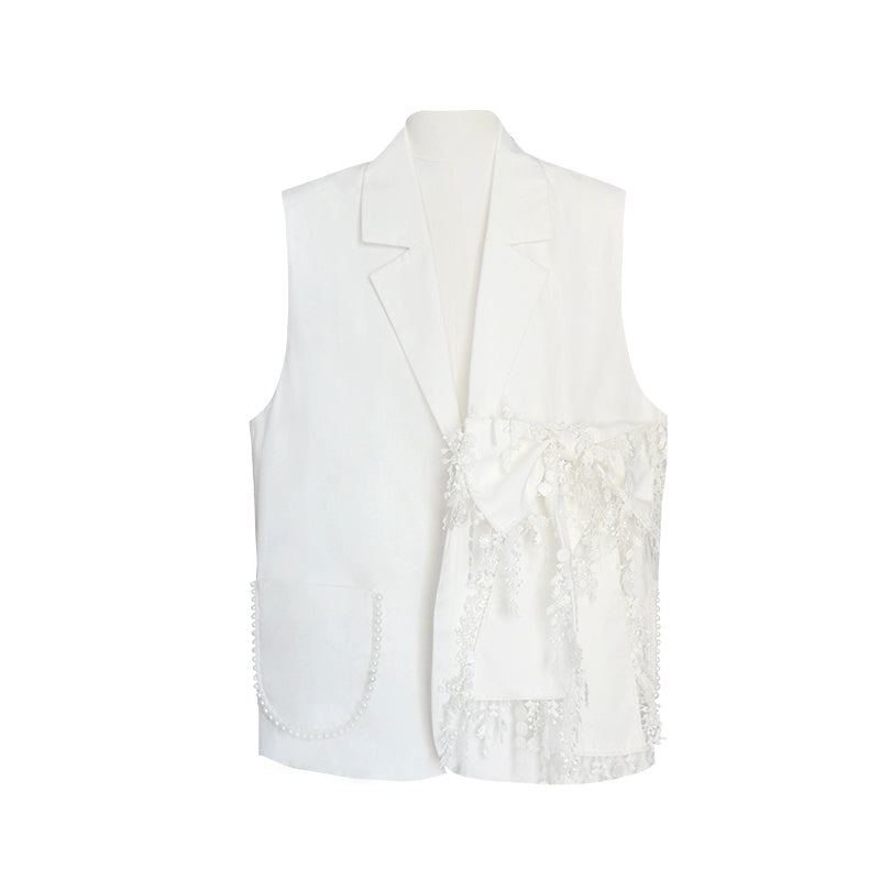 Pearl White Bow Vest