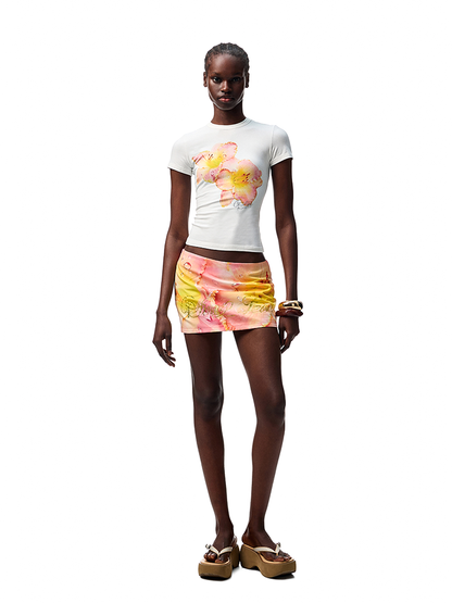 Floral Rhinestone Short Sleeve T-Shirt – Slim Stretch Shoulder Fit