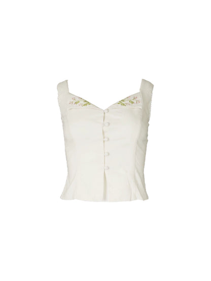 Embroidered Short Suspender Top