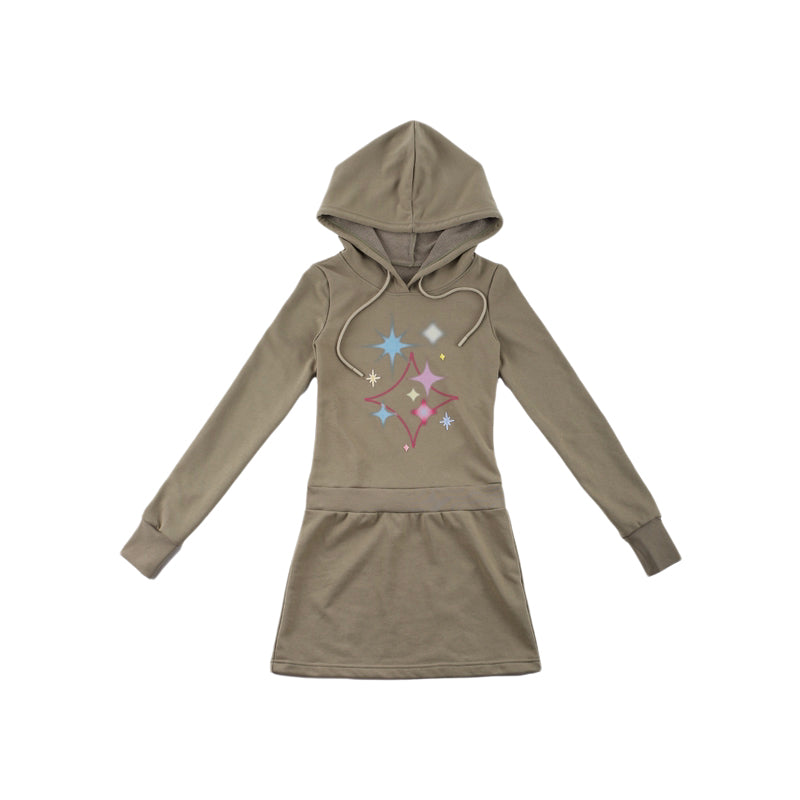 Star Print Hooded Parka