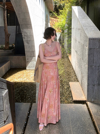 Southern French Blossom Slip Maxi Dress