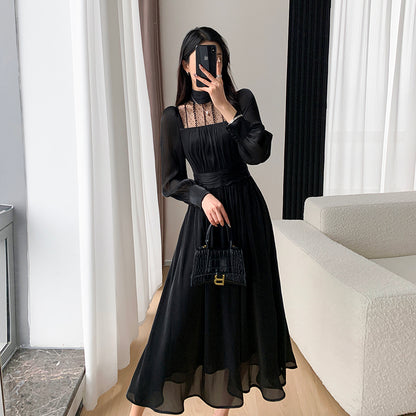 Long Sleeve Black Dress - Autumn