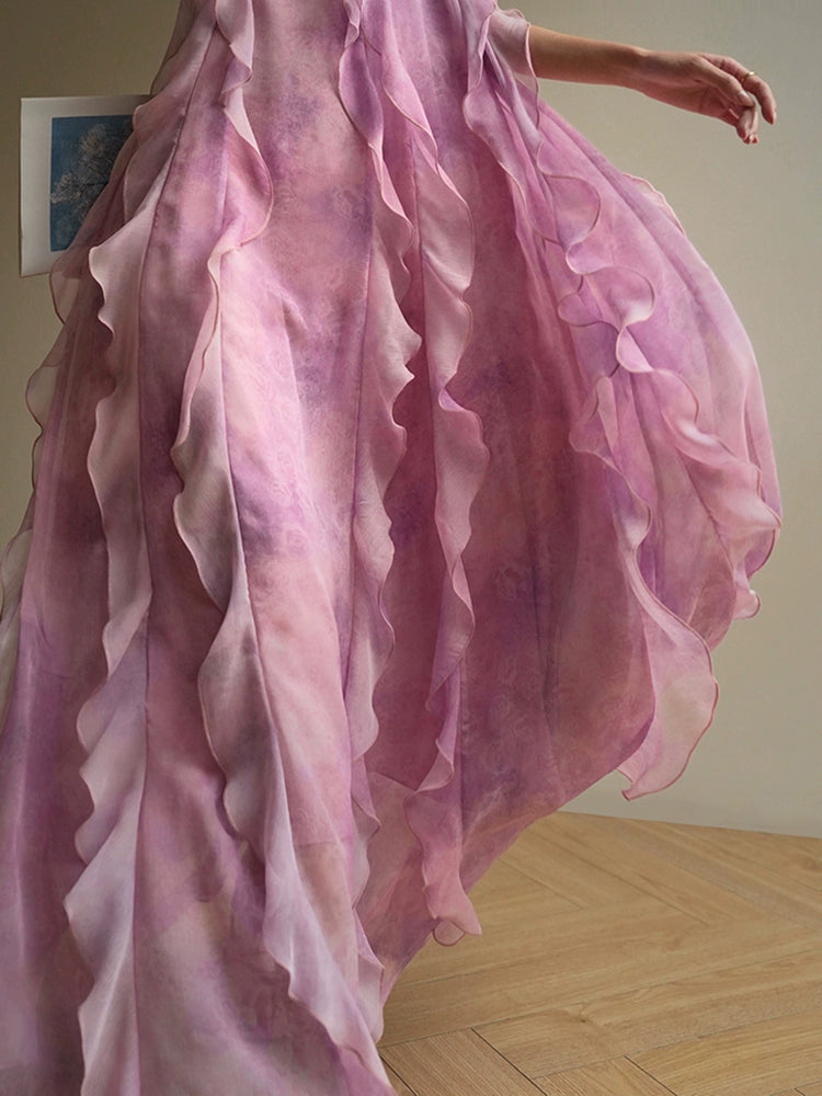 Pink Sea Mist Ruffle Maxi Dress – Beach Vacation Style