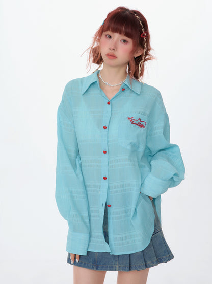 Loose Translucent Long Sleeve Shirt | Retro Sunscreen Jacket for Spring/Summer