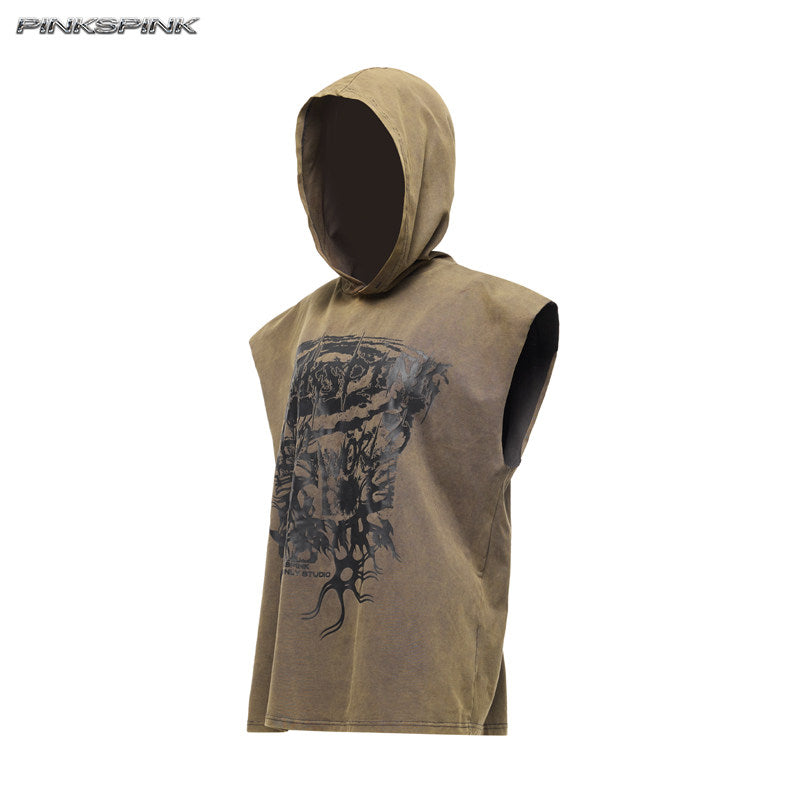 Cosmic Vortex Sleeveless Hooded Y3K Unisex Sweatshirt