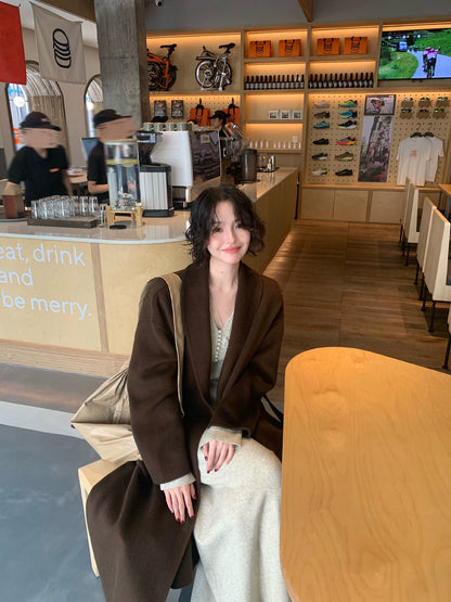 Gathering the Moon 100% Wool Reversible Tweed Long Coat – 2025 AW