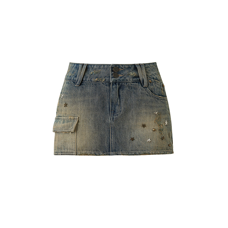 Retro Denim A-line Skirt