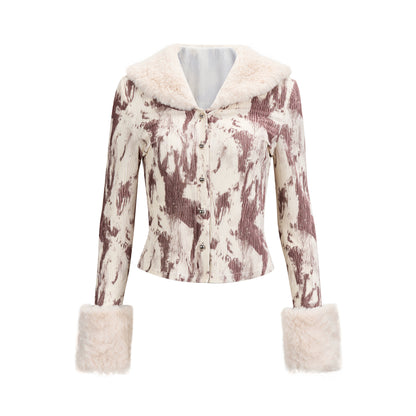 Premio a principios de otoño Alta elasticidad Pleated Textura Fur Collar Fit y Camisa de fondo cálido para mujeres para mujeres