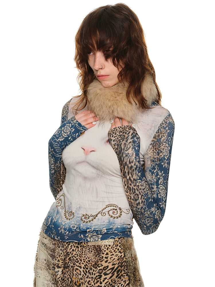 Raccoon & Rabbit Fur Double-Sided Scarf – Luxurious Thermal Wrap