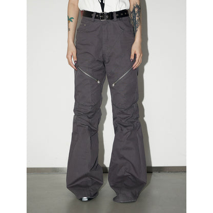 Pantalons de travail en jean plissé micro évasé