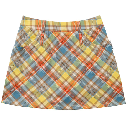 Dopamine Checkered A-Line Skirt | High Waist Slim Fit Retro Style for Summer