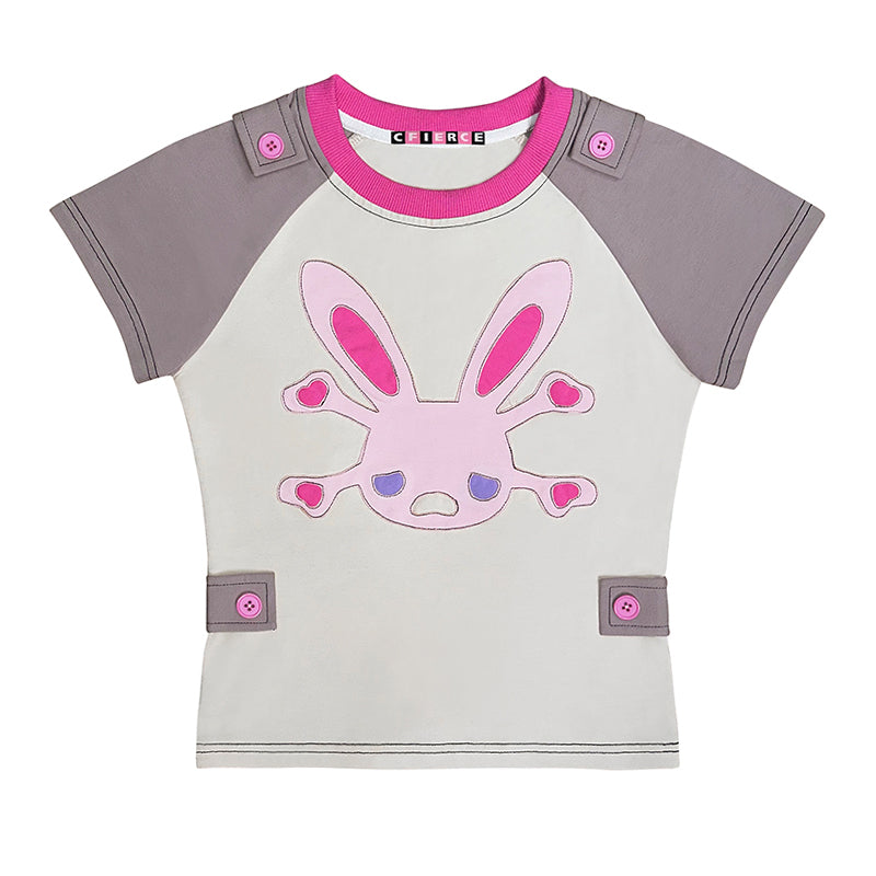 Skeleton Rabbit Panel Raglan Sleeve T-shirt