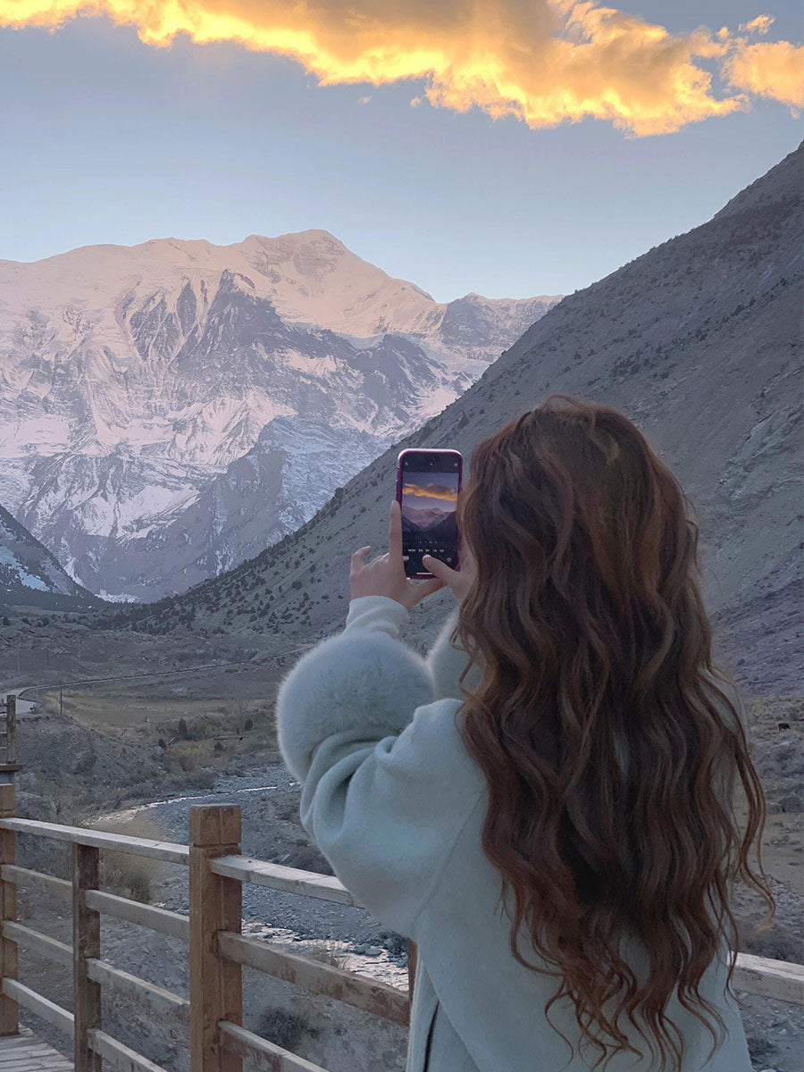 Golden Cashmere Coat – High-End Scarf Collar Wool Jacket