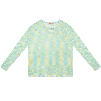 Translucent Hollow Sleeve Knit Top | Sunscreen Retro Design for Spring/Summer