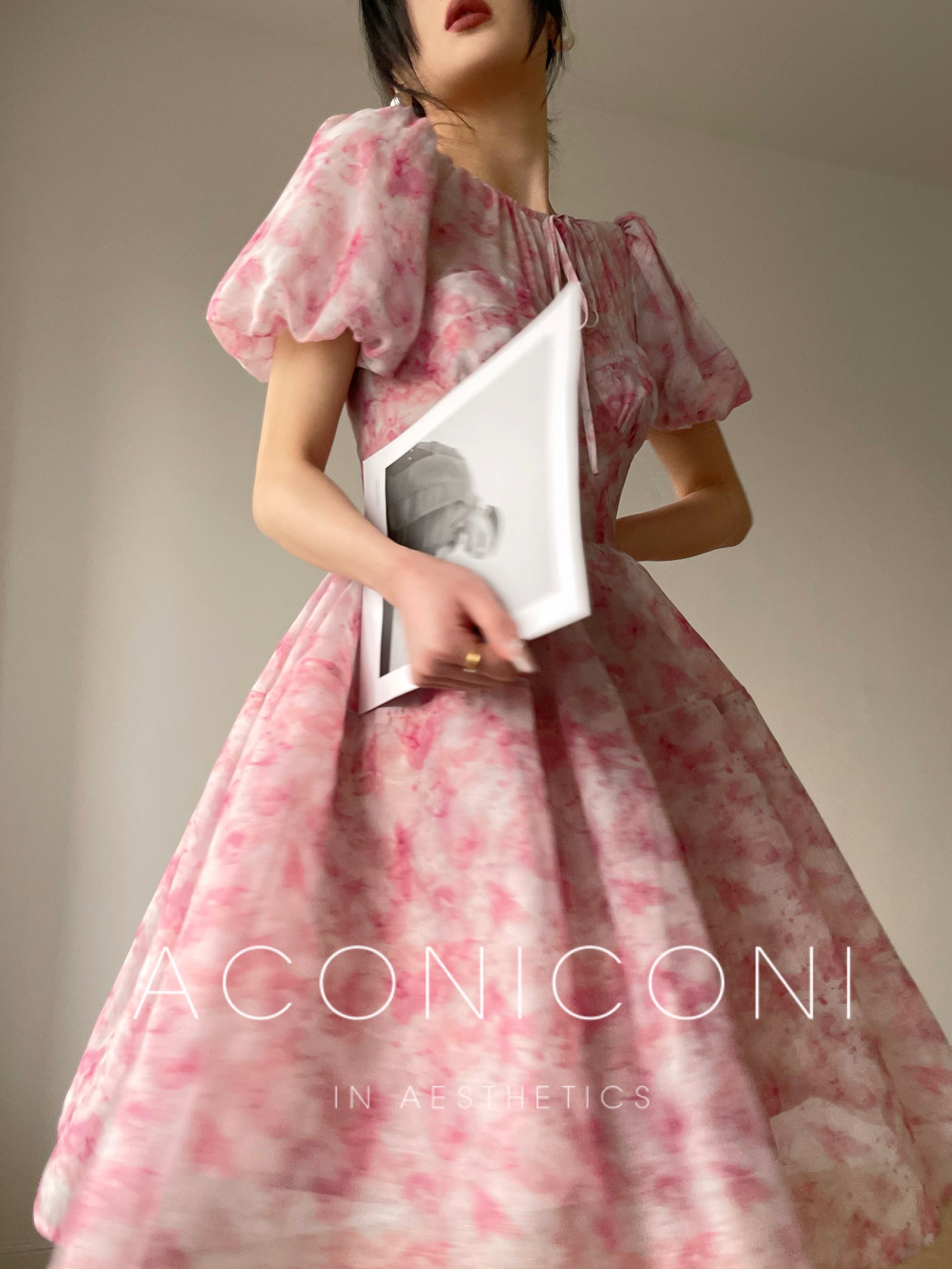 Spring Tea Skirt Print Pink Dress