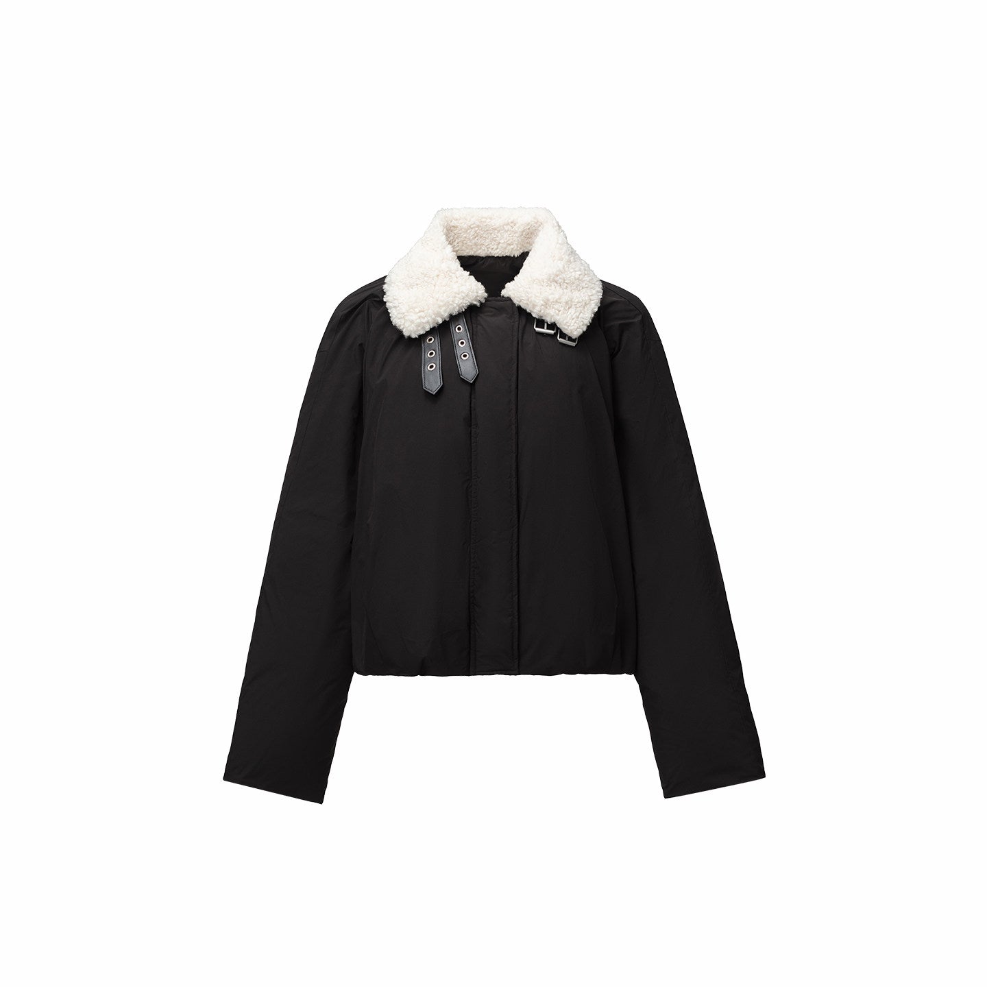 Belted Faux Shearling Puffer Jacket