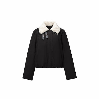 Belted Faux Shearling Puffer Jacket