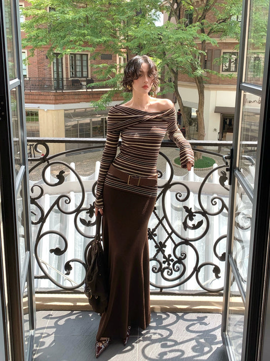 High-Waisted Mermaid Midi Skirt – Hong Kong Retro Autumn/Winter Elegance