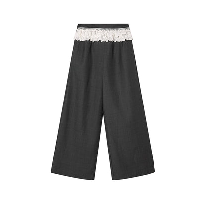 [Heavy Industry Drag] Lace Casual Pants - Vintage Striped Niche Style