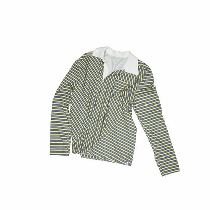 Stripe Contrast Henley Polo Top