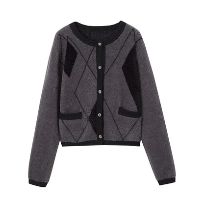 Cardigan diamante a quadri jacquard