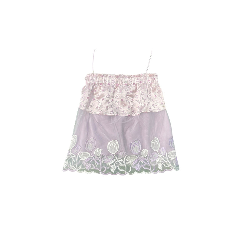 Violet Strap Half Skirt Set