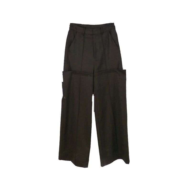 Splicing Wool Straight Leg Wide Pants K616