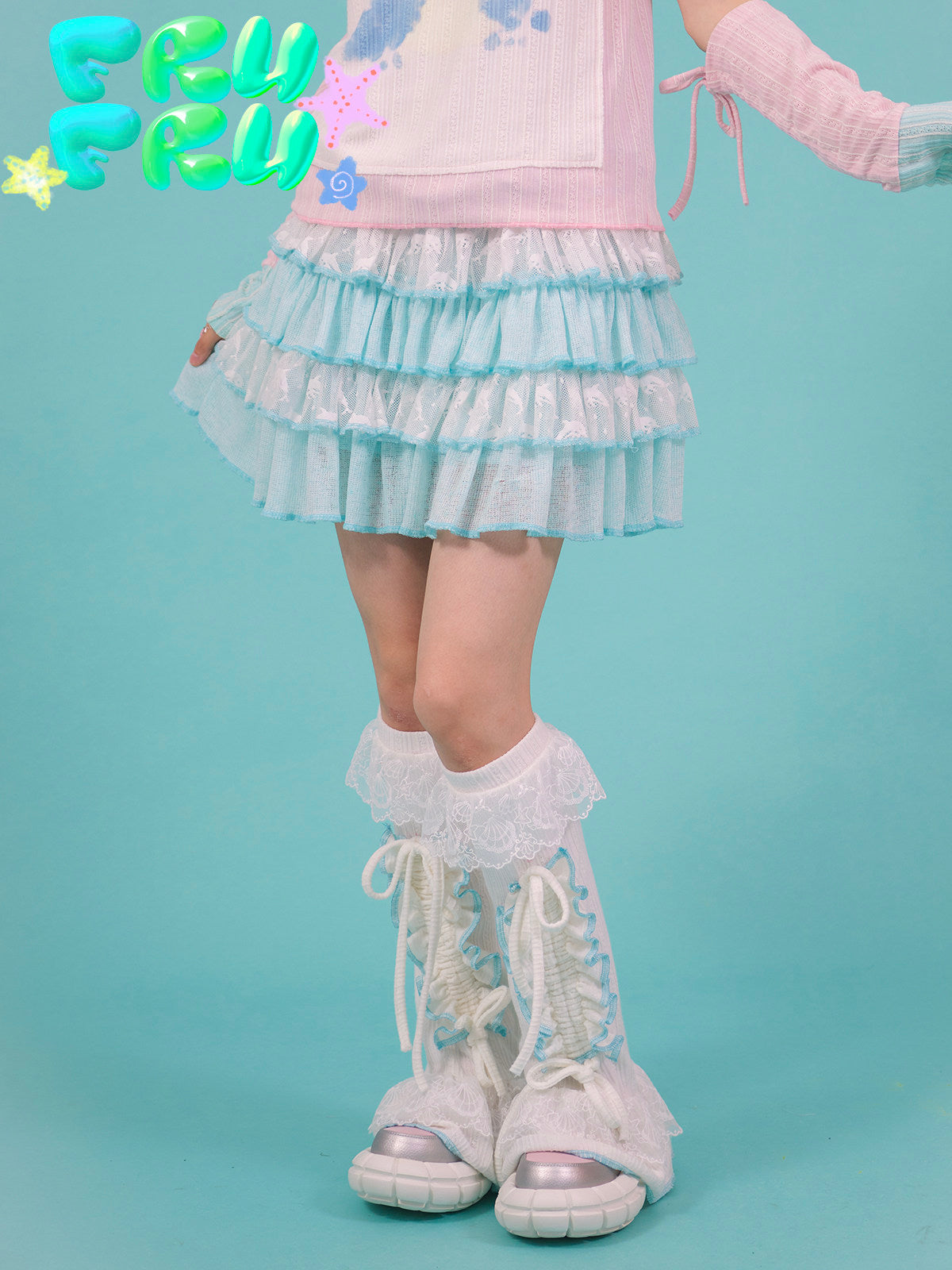 Blue Ruffle Lace Puffy Mini Skirt | Y2K Coquette Cake Skirt