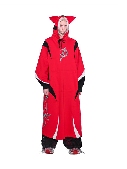 Cat Ear Concept Latte Stitch Y2K Loose Hooded Sweatshirt (Unisex)