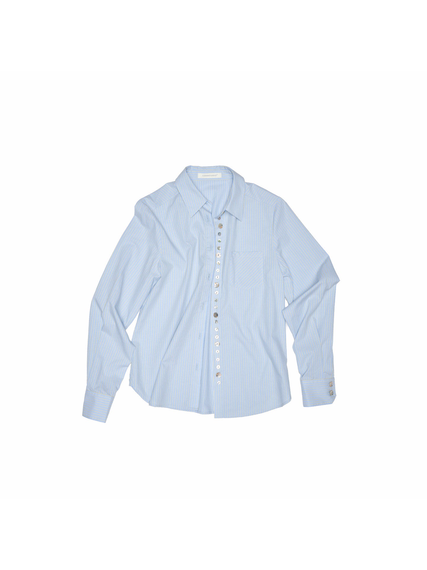 Shell Buckle Asymmetric Shirt