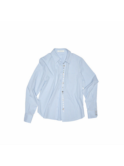 Shell Buckle Asymmetric Shirt