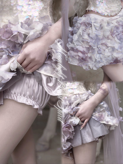 3D Floral Fairy Mini Skirt | Elastic Waist Princess Skirt
