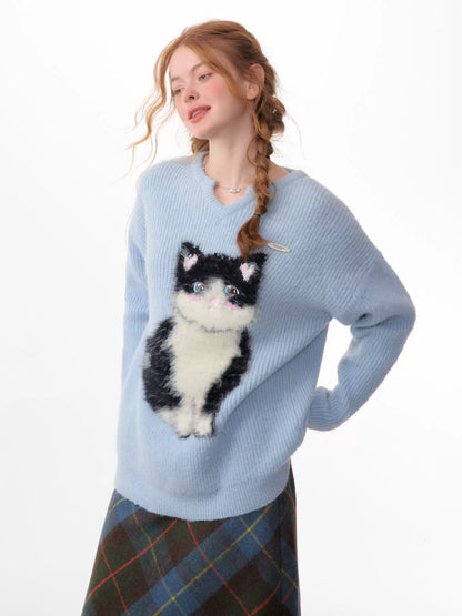 Pull Catwoman | Conception amincissante de style paresseux mignon pour l’automne/hiver