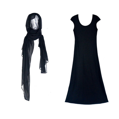 Robe longue noire diagonale