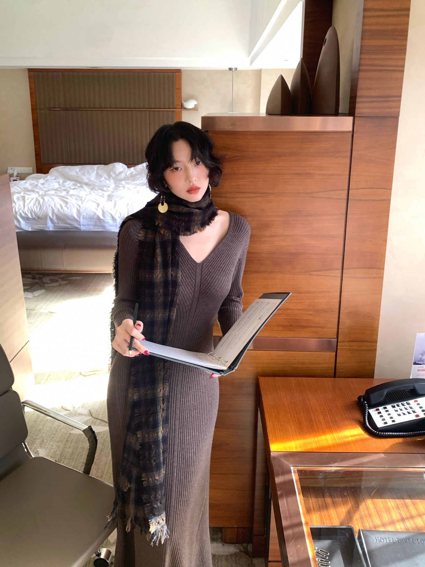 V-Neck Knit Maxi Dress